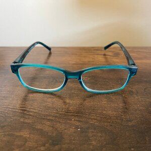 Foster Grant Blue Teal Floral Pattern Rectangular Eyeglass Frames Only 53-16-144